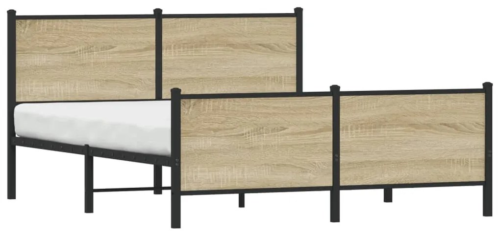 Estrutura de cama sem colchão 140x200 cm metal carvalho sonoma