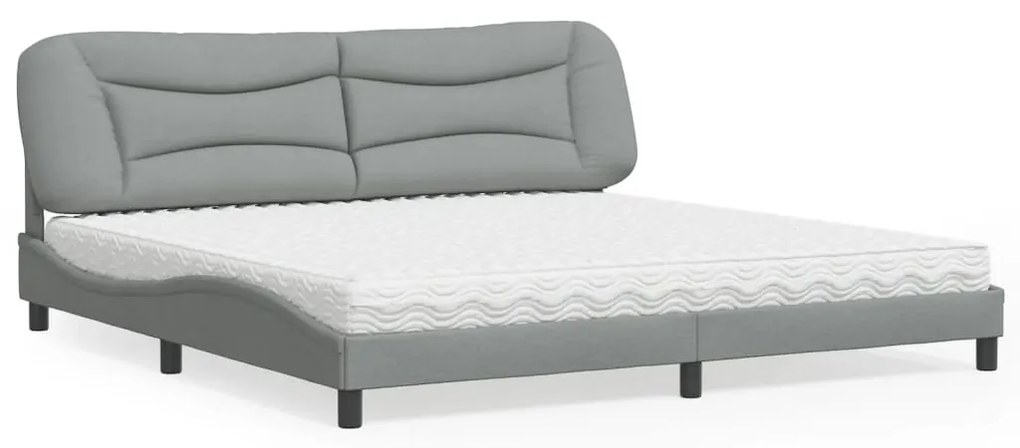 vidaXL Cama com colchão 200x200 cm tecido cinzento-claro