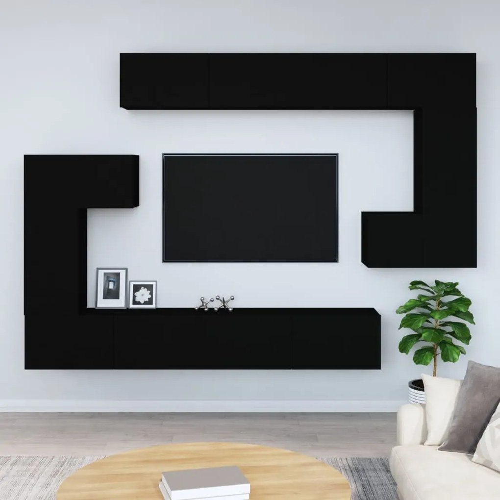 Móvel p/ TV de montagem na parede madeira processada preto