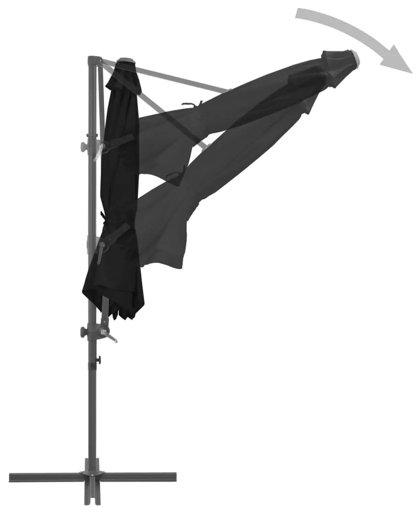 Guarda-sol de jardim cantilever c/ poste de aço 300 cm preto