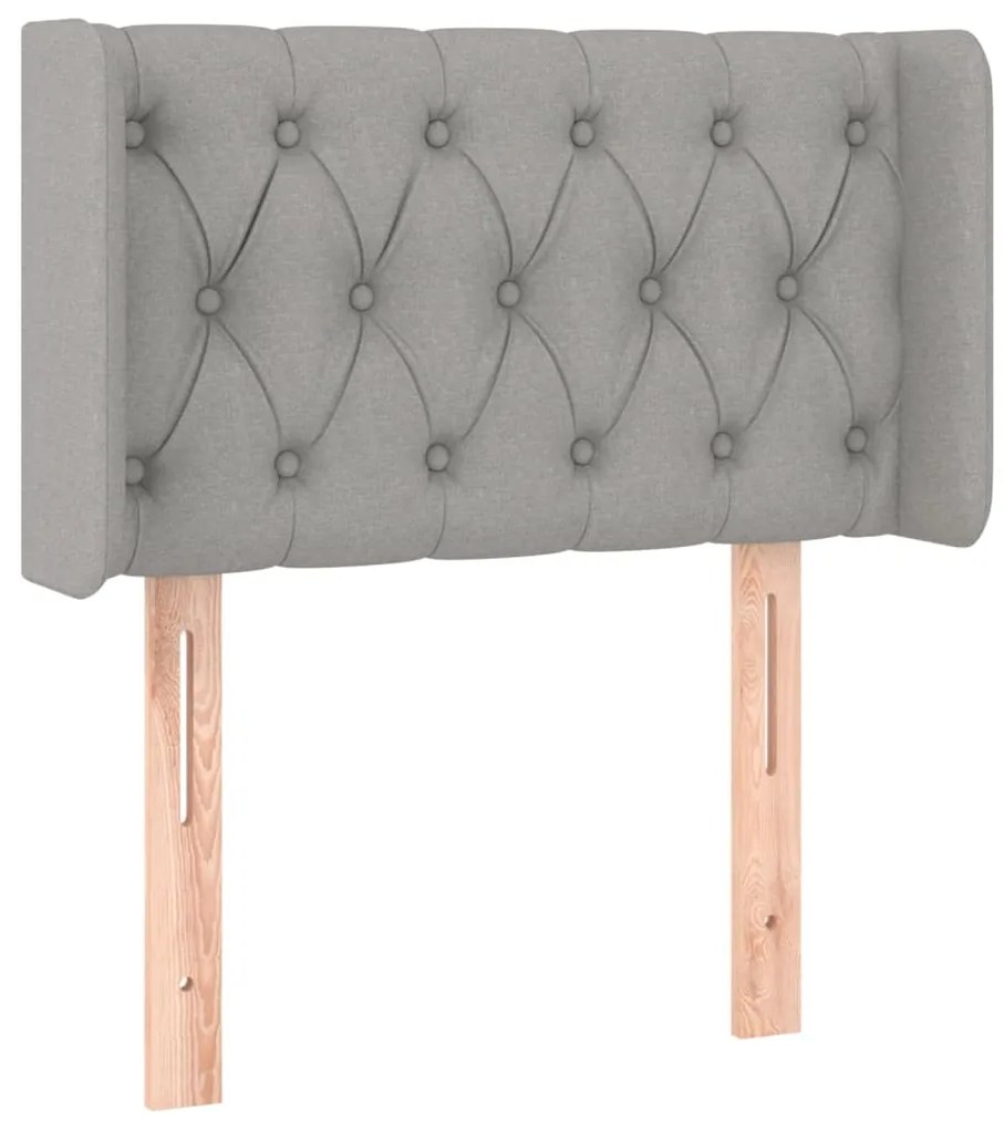 Cabeceira de cama c/ luzes LED tecido 83x16x78/88cm cinza-claro