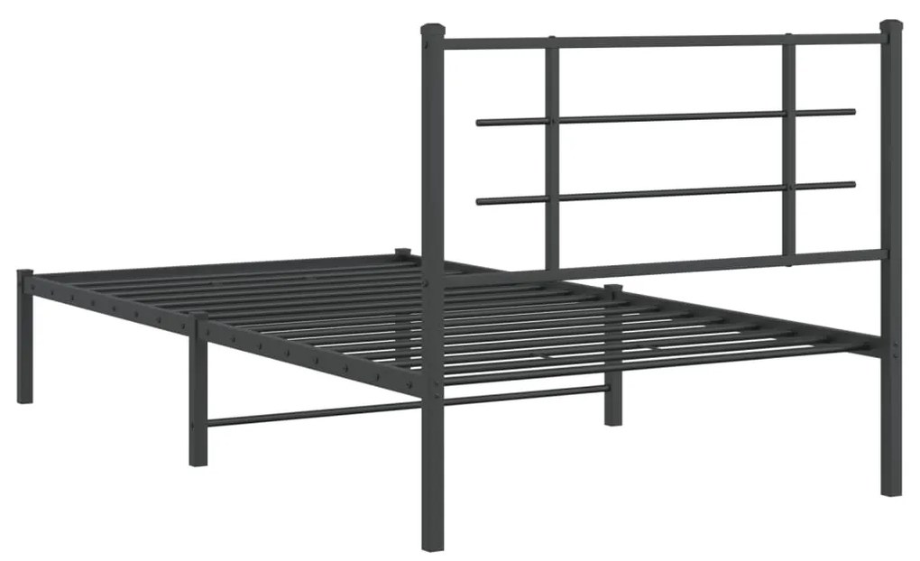 Estrutura de cama com cabeceira 100x190 cm metal preto