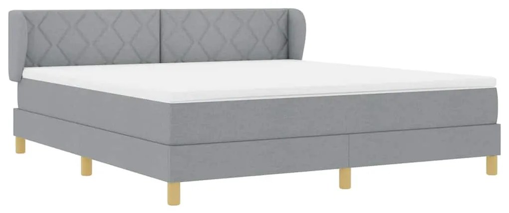 Cama Box Spring com Colchão - Cinzento-claro, 180x200 cm, Tecido