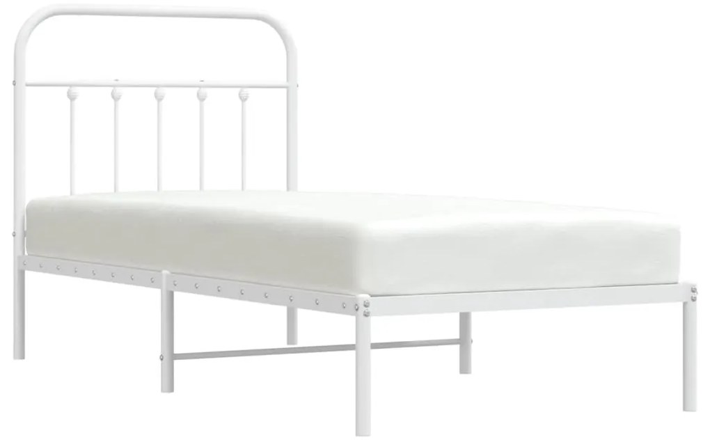 Estrutura de cama com cabeceira 90x190 cm metal branco