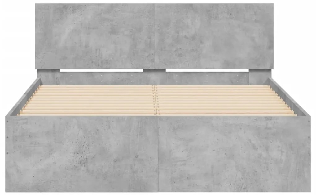 Estrutura de cama com cabeceira 120x190 cm cinzento cimento