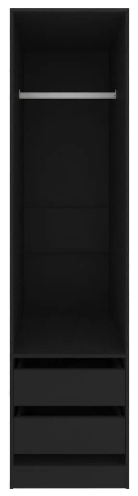 Roupeiro com gavetas 50x50x200 cm derivados de madeira preto