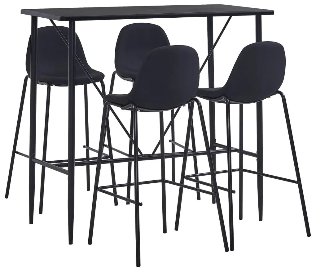 vidaXL 5 pcs conjunto de bar tecido preto