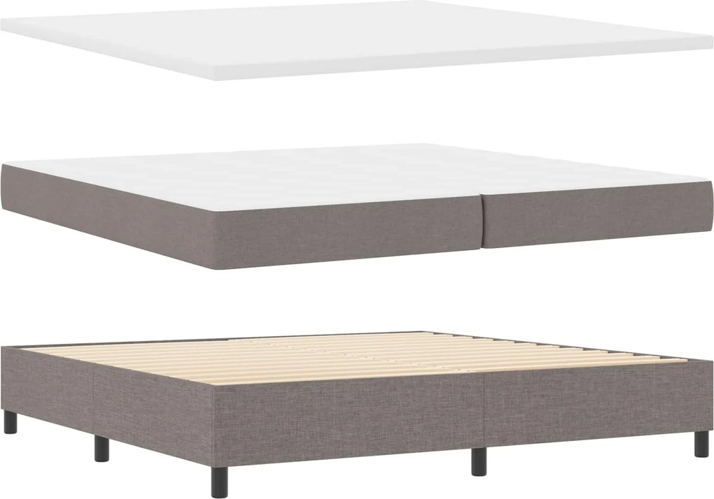 vidaXL Cama Box com colchão Cinzento-acastanhado 200 x 200 cm tecido