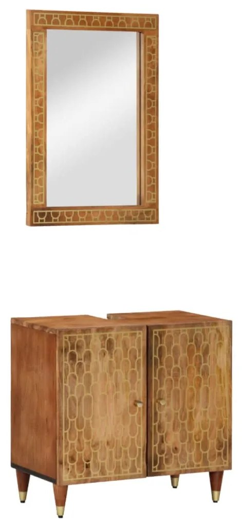 vidaXL 2 pcs conj. móveis p/ casa de banho madeira mangueira maciça