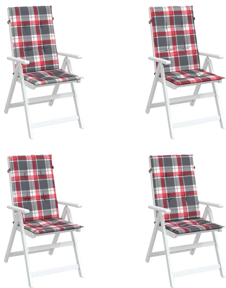 Almofadões cadeiras altas de jardim 4pcs tecido xadrez vermelho