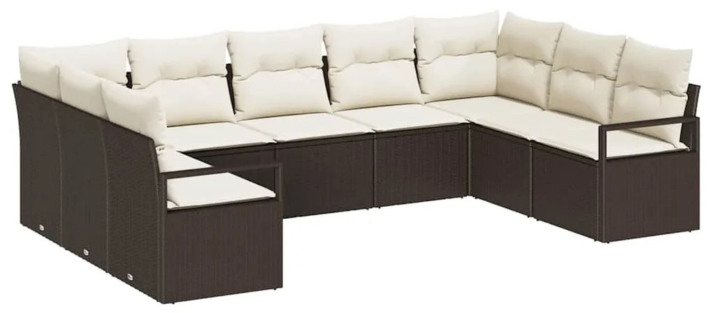 Conjunto de Sofá de Jardim de 9 Peças com Almofadas em Rattan Sintétic