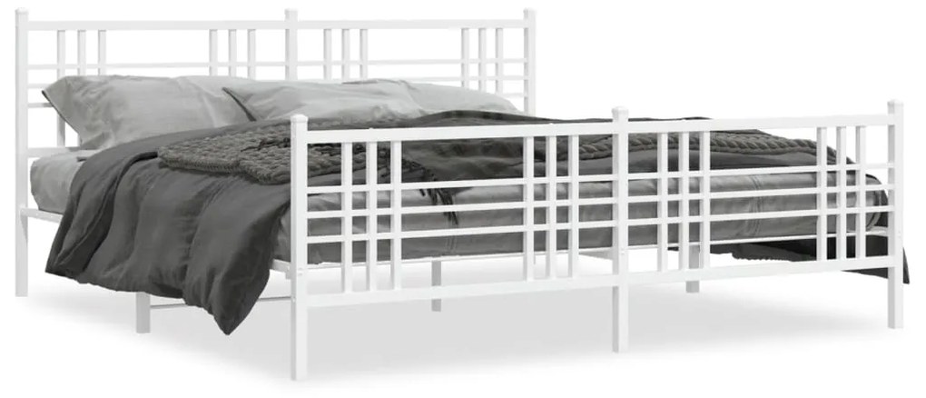 vidaXL Estrutura de cama com cabeceira e pés 183x213 cm metal branco