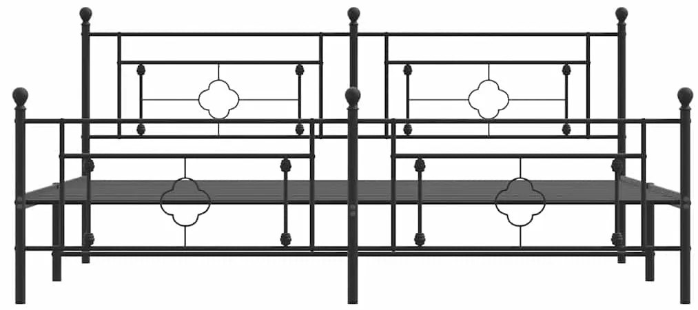 Estrutura de cama com cabeceira e pés 193x203 cm metal preto