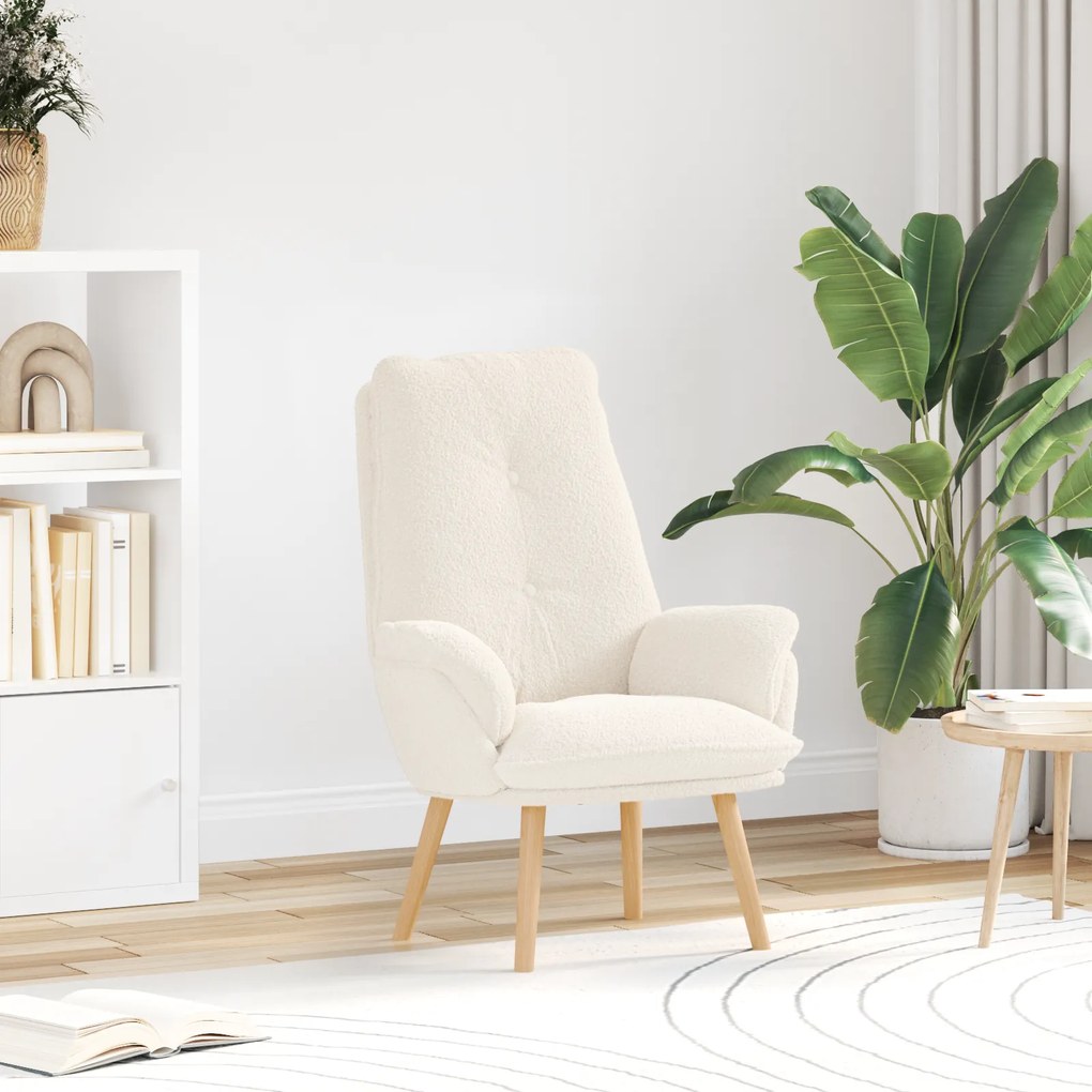 Cadeira Relaxante Creme em Tecido com aspecto de Lã