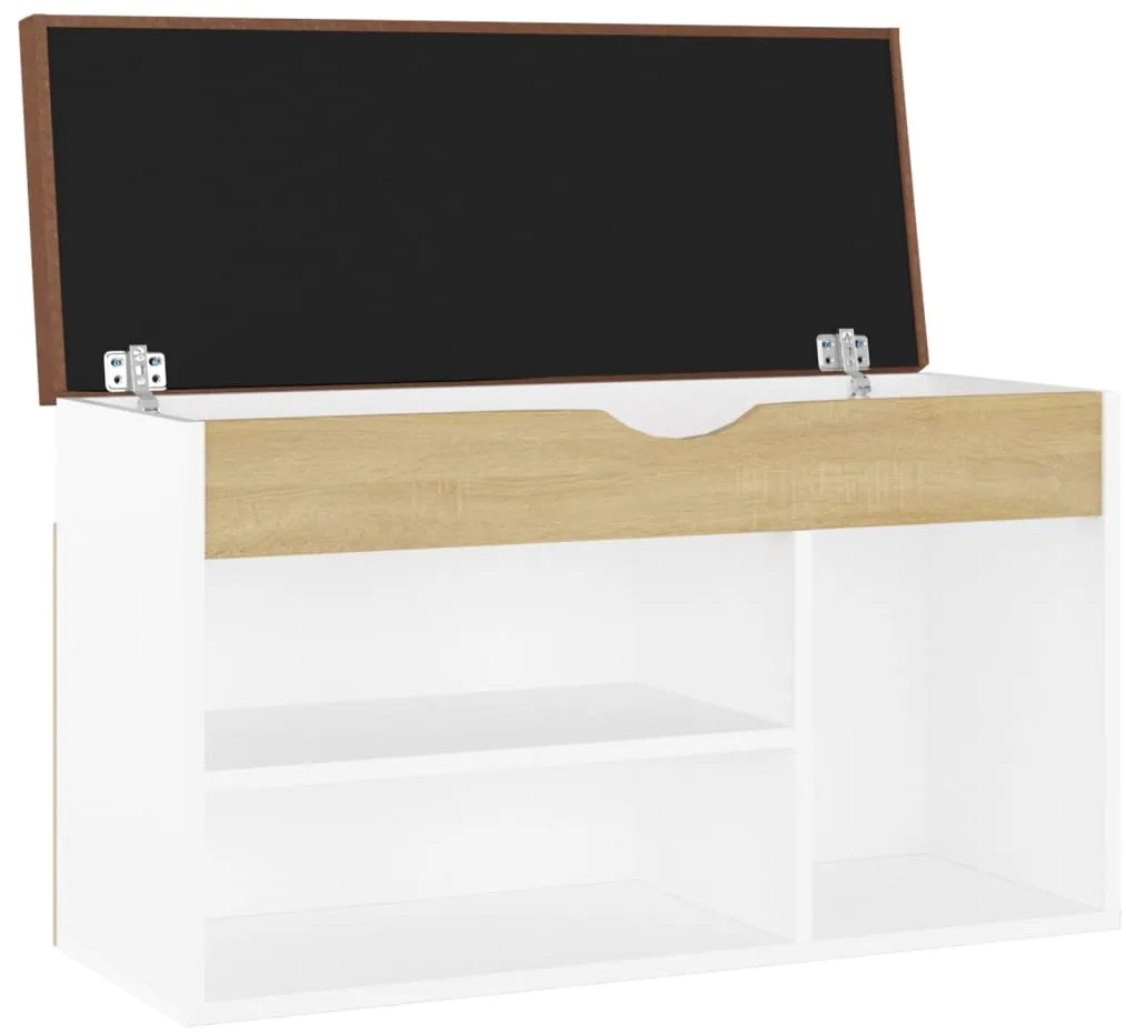 Banco sapateira + almofadão 80x30x47cm contrap. branco/sonoma