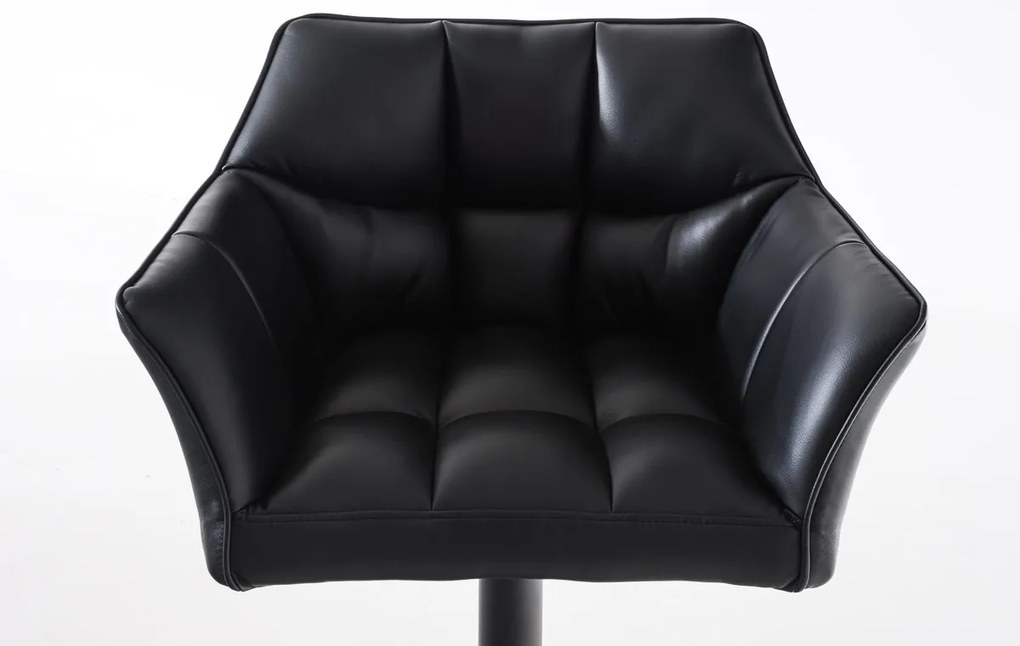 Banco de bar Damaso em couro sintético e com estrutura preta 64 x 88-113 x 45 cm Preto