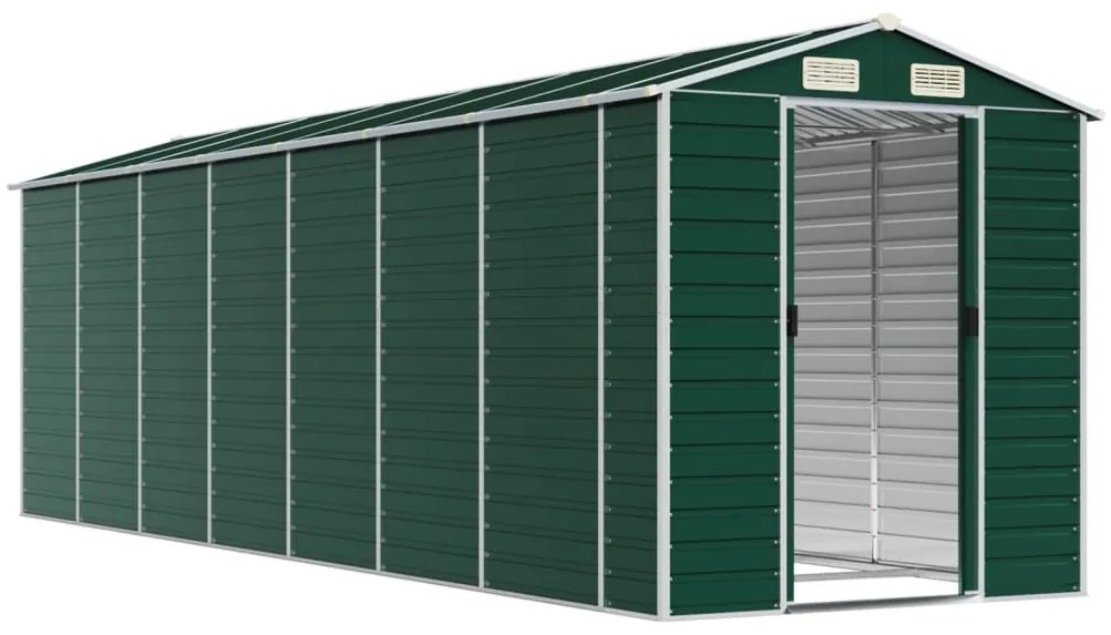 Abrigo de jardim 191x640x198 cm aço galvanizado verde