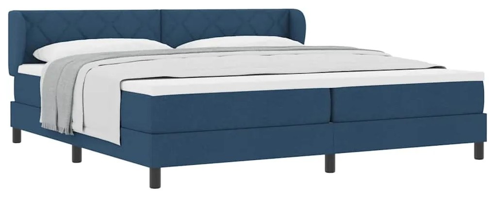 Cama Box Spring vidaXL com Colchão Azul 200x200 cm em Tecido
