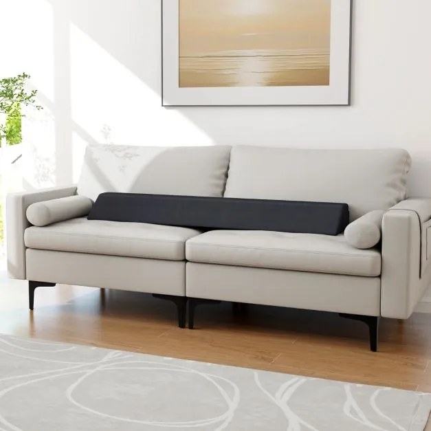 Almofada em forma de cunha de 137 cm para cama de cabeceira com 2 bolsos Capa lavável para fechar o espaço Cinza