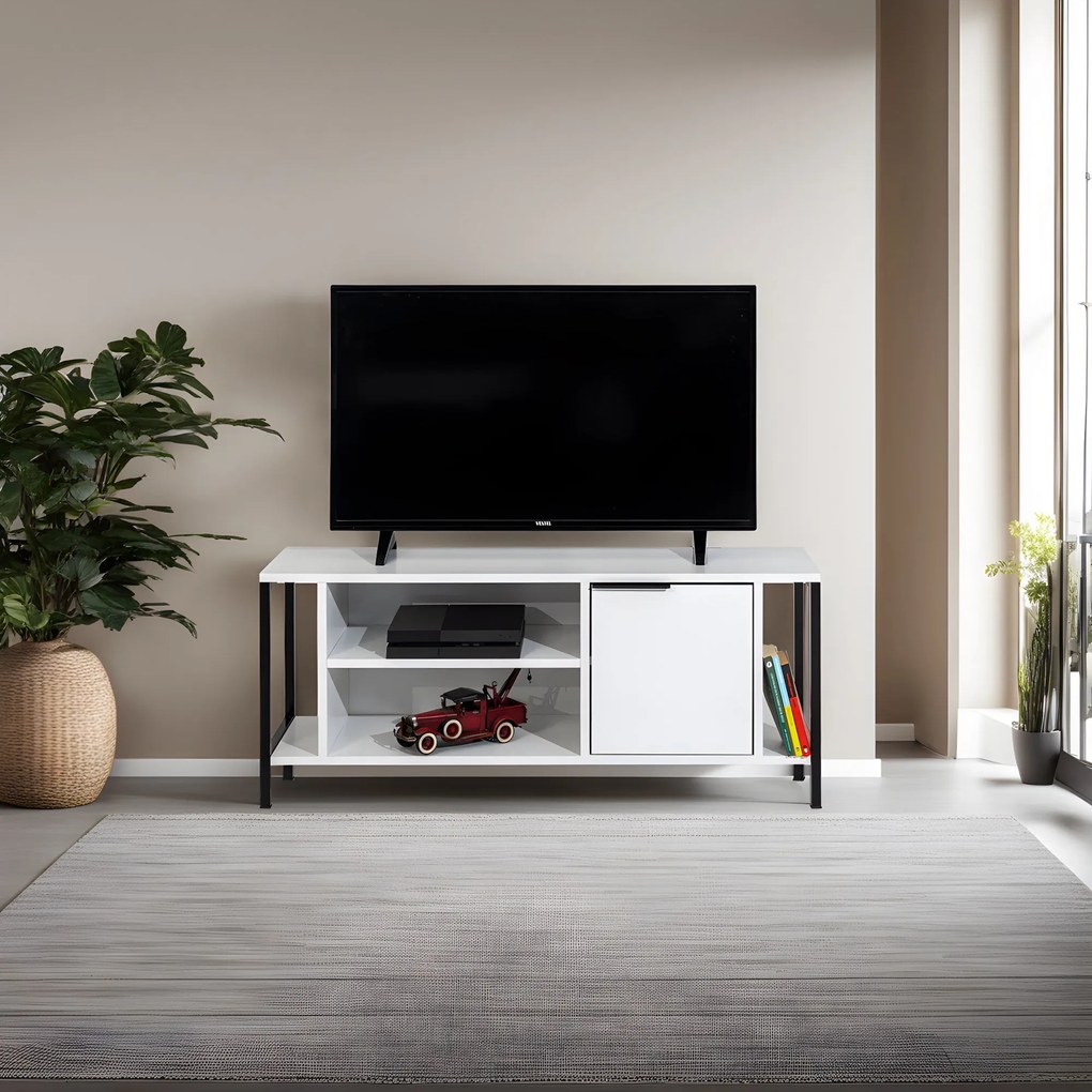 Móvel TV Bond – Branco/Preto – 120 cm x 48 cm x 35 cm