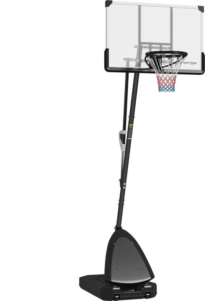 SPORTNOW Tabela de Basquetebol para Exterior Altura Ajustável em 16 Níveis 150-305 cm com Rodas e Base Recarregável Preto | Aosom Portugal