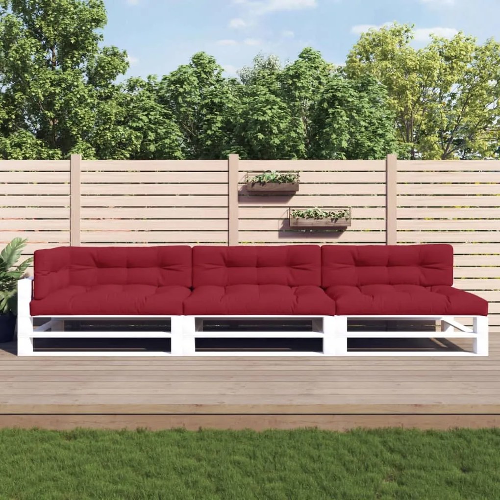 vidaXL Almofadões para móveis de paletes 7 pcs tecido vermelho tinto