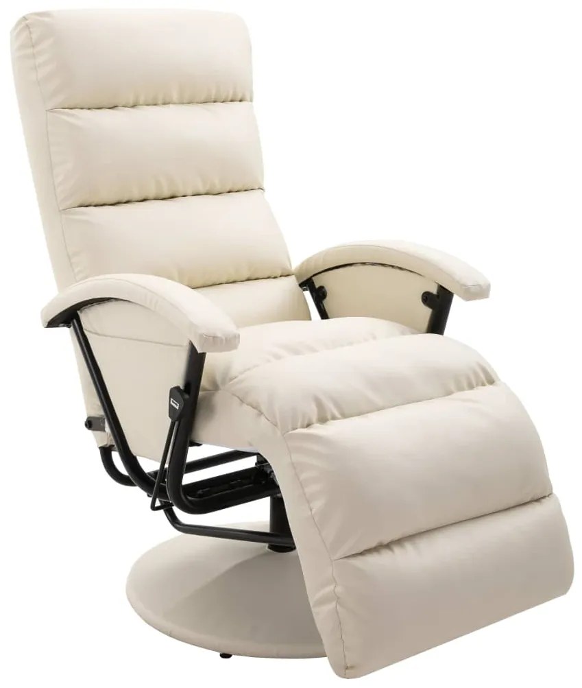 248478 vidaXL Poltrona de TV reclinável em couro artificial creme