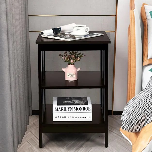 Mesa de cabeceira ou Mesa de apoio  com barras de reforço Mesa de apoio para sofá para quarto Sala de estar Corredor 40 x 40 x 61 cm Castanho