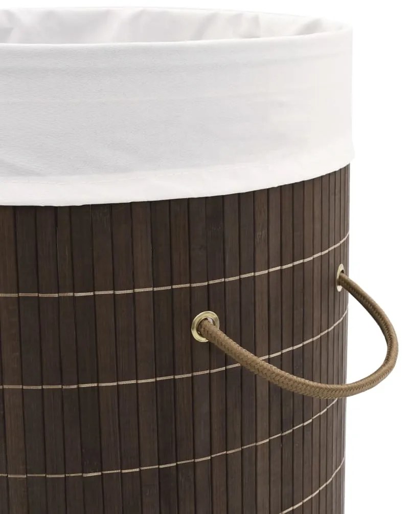 Cesto redondo para roupa suja bambu castanho escuro