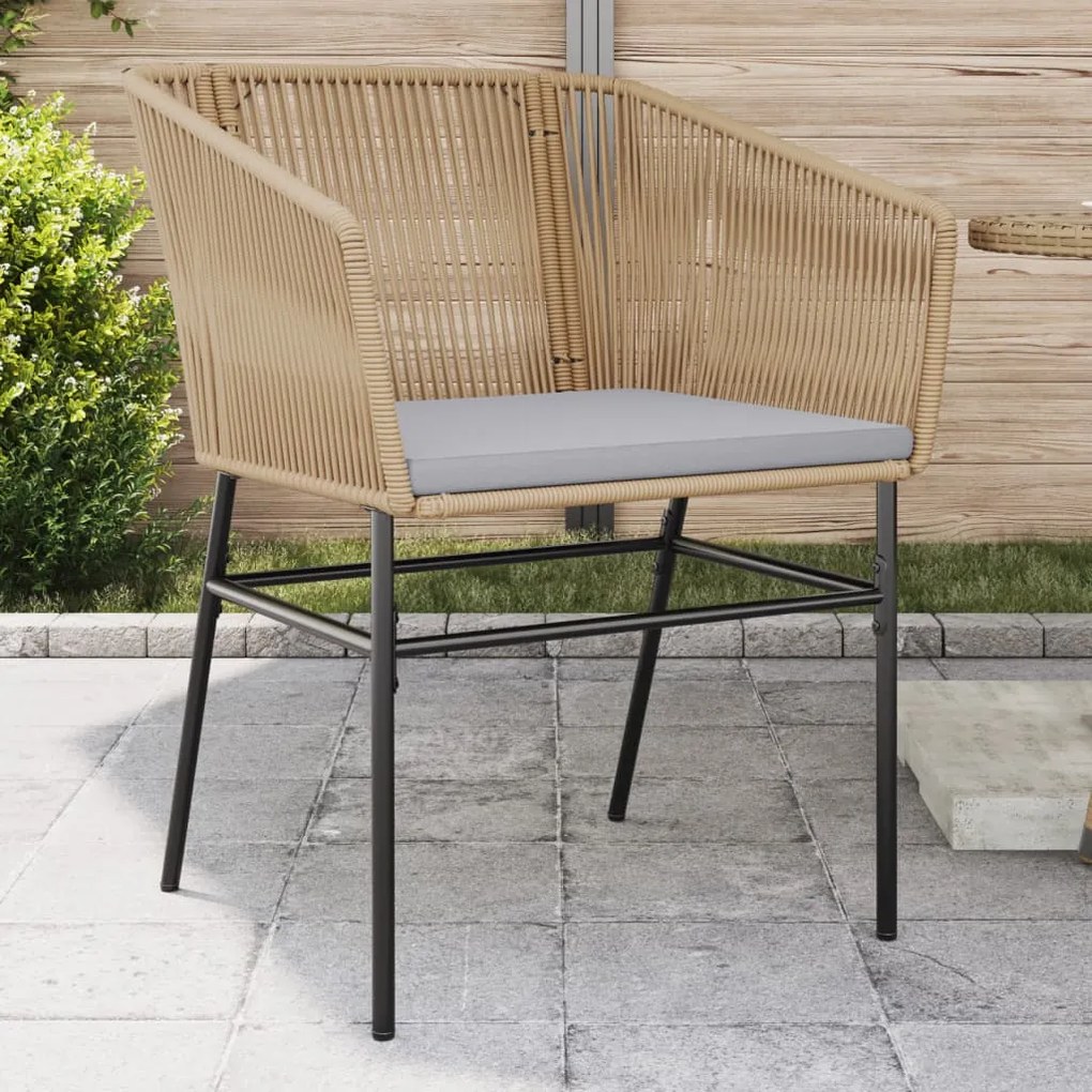 vidaXL Cadeiras de jardim com almofadões 2 pcs vime PE castanho
