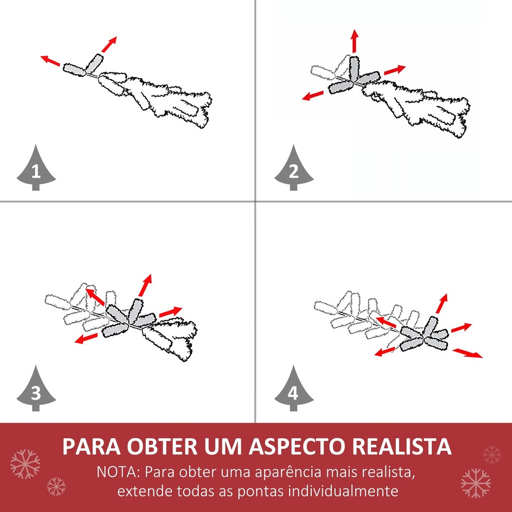 HOMCOM Árvore de Natal Artificial 210cm Ignífugo com 499 Pontas de Ram