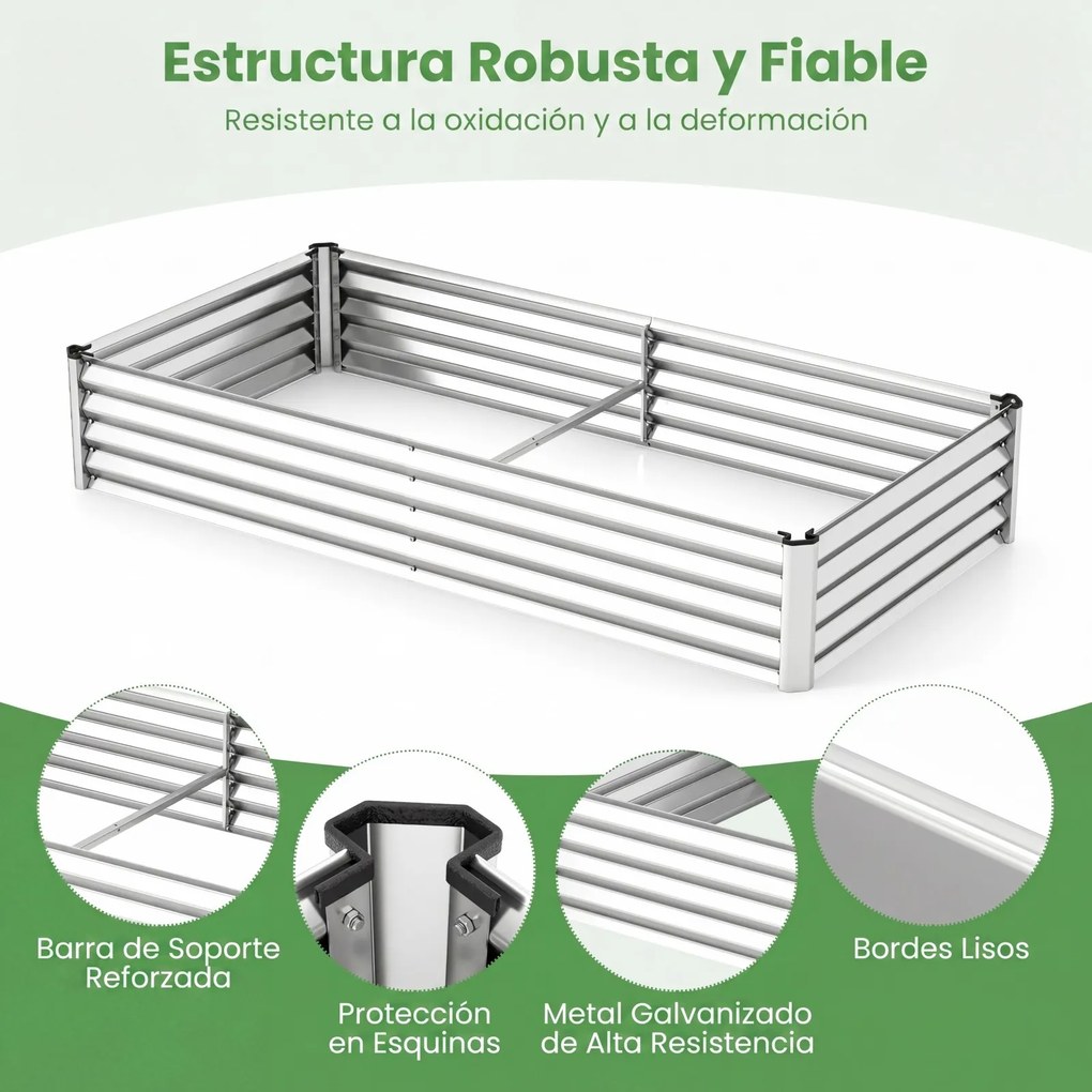 Estufa urbana 180 x 90 x 30 cm com estufa de PVC transparente, floreira de metal galvanizado, 2 janelas enroláveis, floreira coberta , prateado