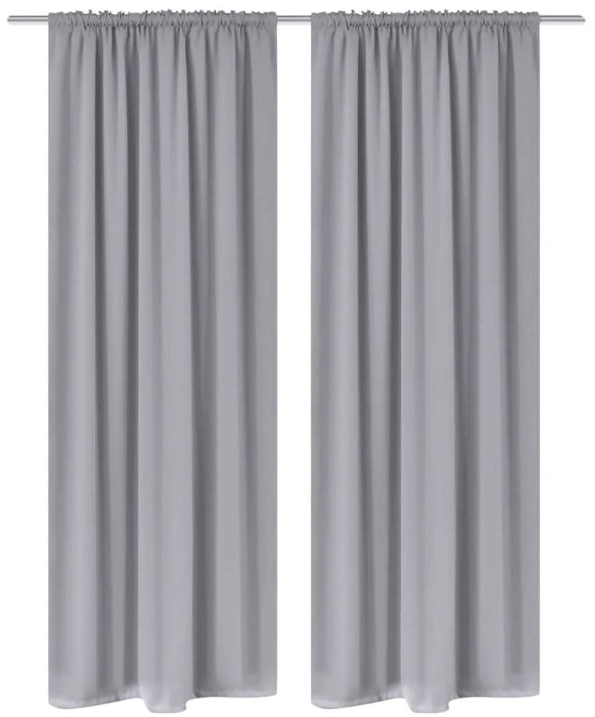 130376 vidaXL 2 pcs cortinas opacas com barra de franzir 135 x 245 cm cinzento