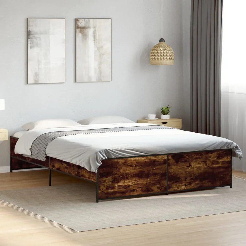 vidaXL Estrutura de cama 160x200 cm derivados madeira/metal
