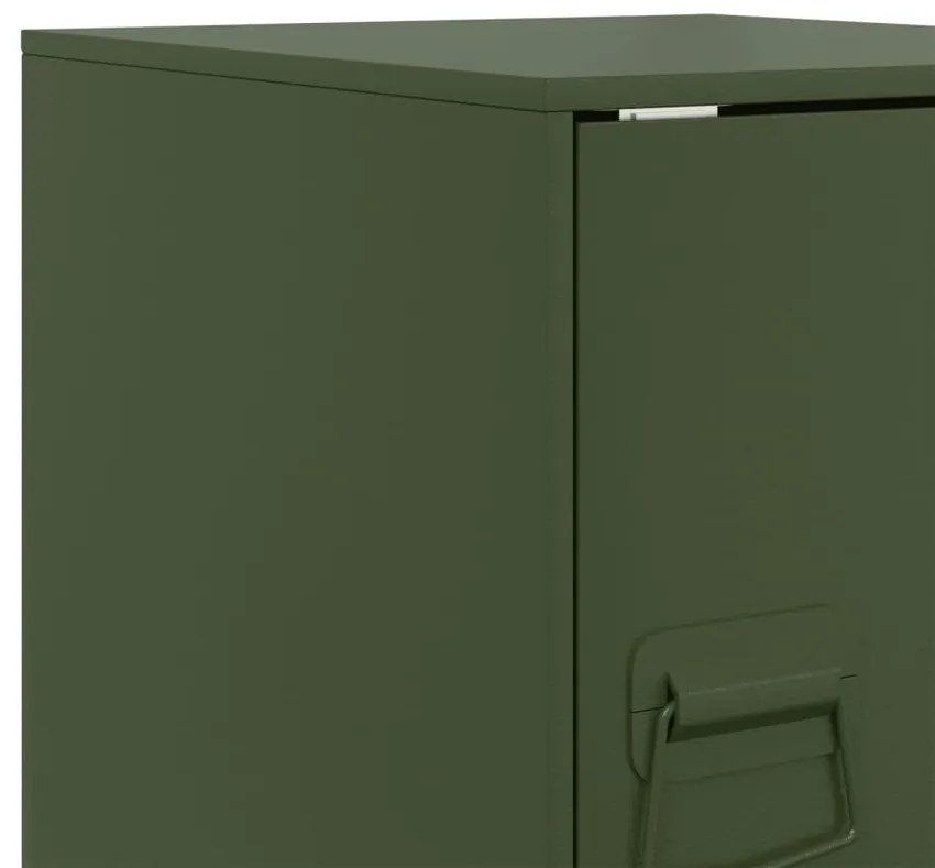 Mesas de cabeceira 2 pcs 34,5x39x44 cm aço verde azeitona