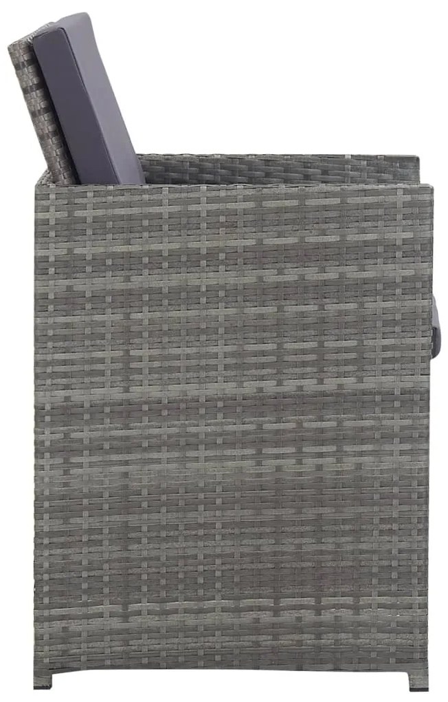 9 pcs conjunto jantar exterior c/ almofadões vime PE antracite