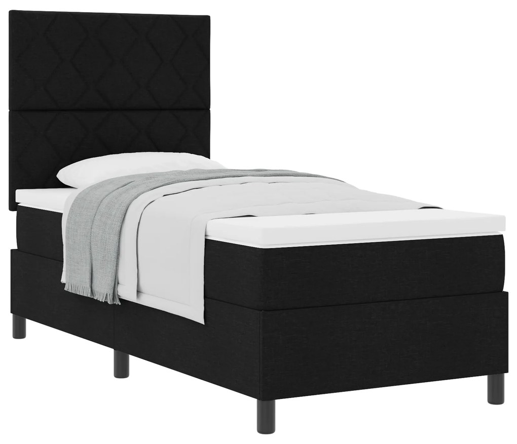 Cama Box com Colchão Preto de Solteiro
