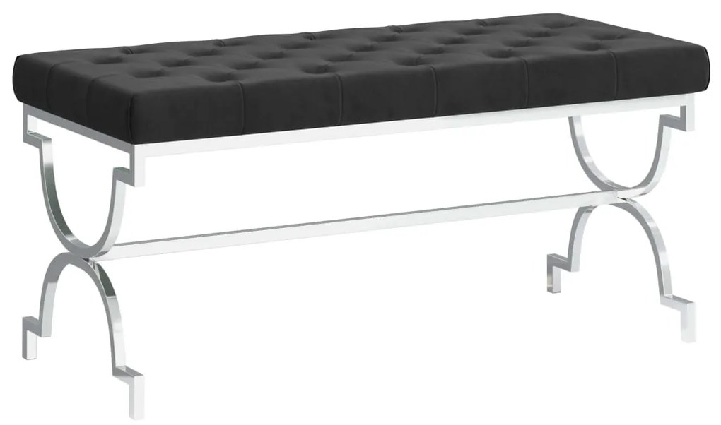 vidaXL Banco 99 cm aço inoxidável e veludo preto