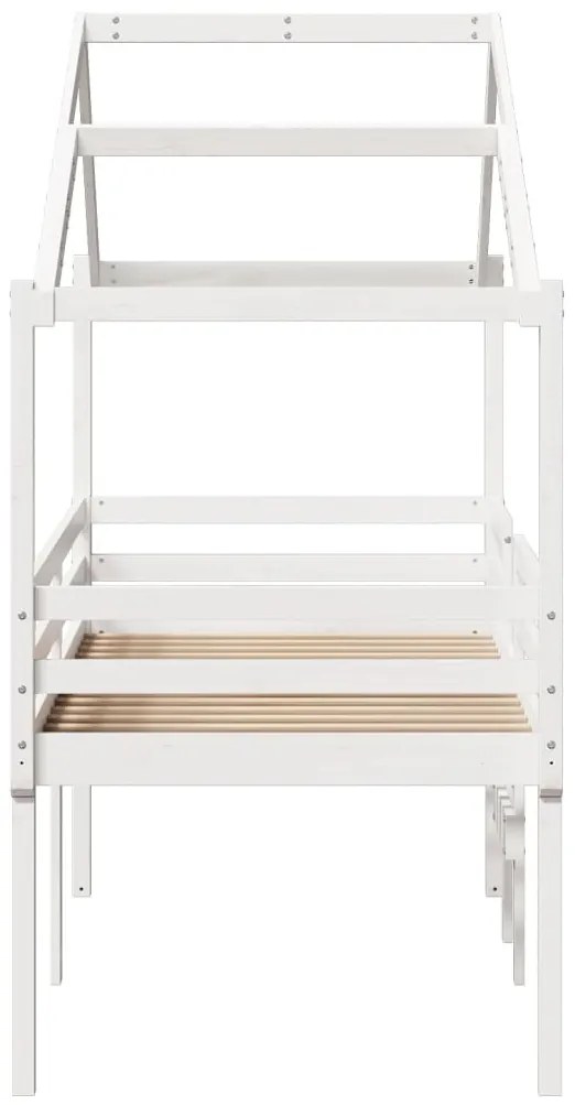 Cama alta com telhado 90x200 cm pinho maciço branco