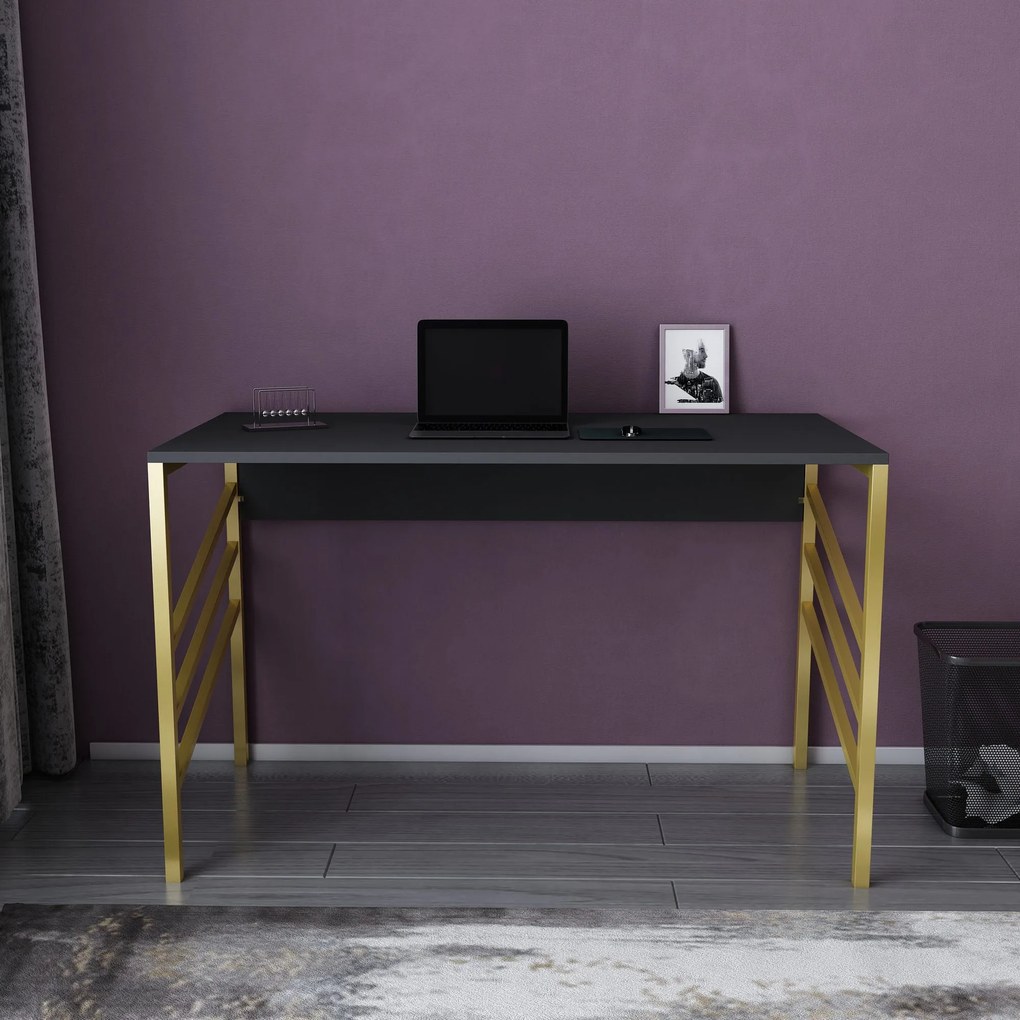 Secretária de Estudo Josephine – Dourado e Antracite – 120x60x74,8 cm