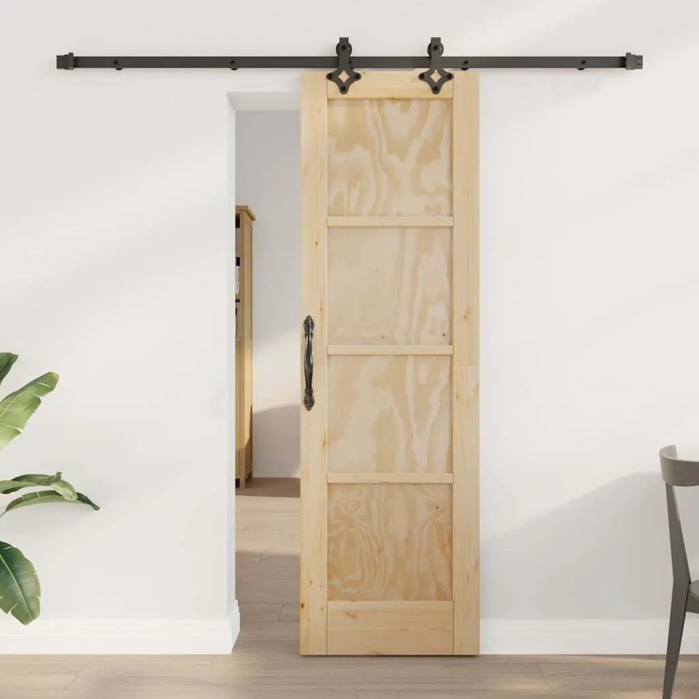 vidaXL Porta Deslizante Natural e Preto 61 x 198,5 cm