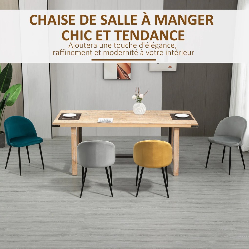 Conjunto de 4 cadeiras de sala de jantar (MESA NÃO INCLUIDA), cadeiras estofadas em veludo com pés cónicos em metal, multicoloridas