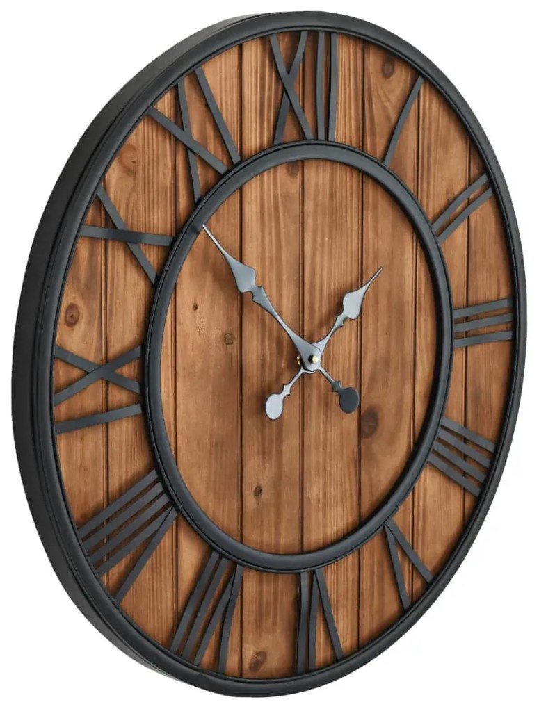 Relógio de parede c/ movimento quartzo madeira e metal 60cm XXL