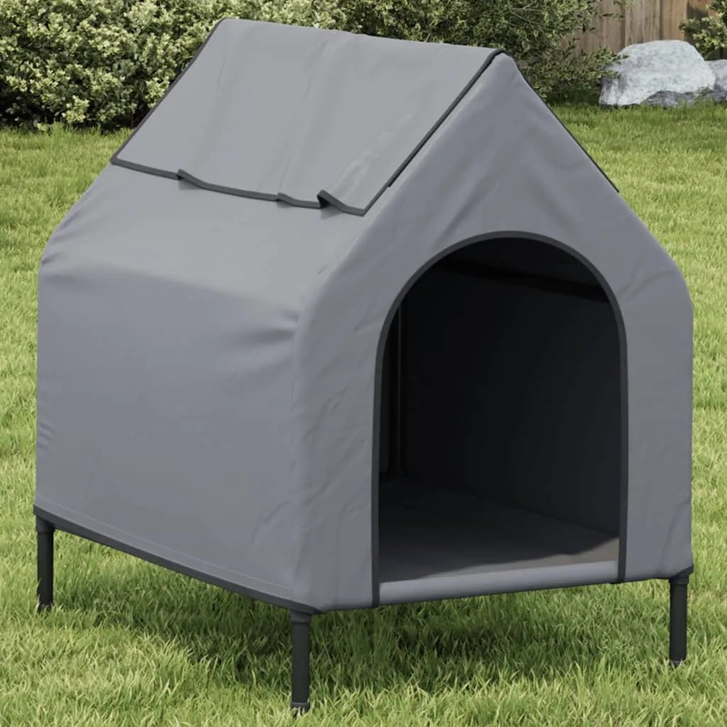 Casota para cães tecido oxford e aço cinza-claro