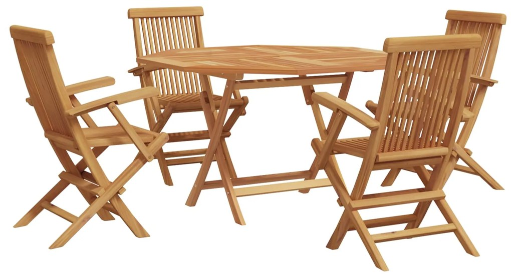 vidaXL Conjunto de Jantar para Jardim 5 pcs Castanho