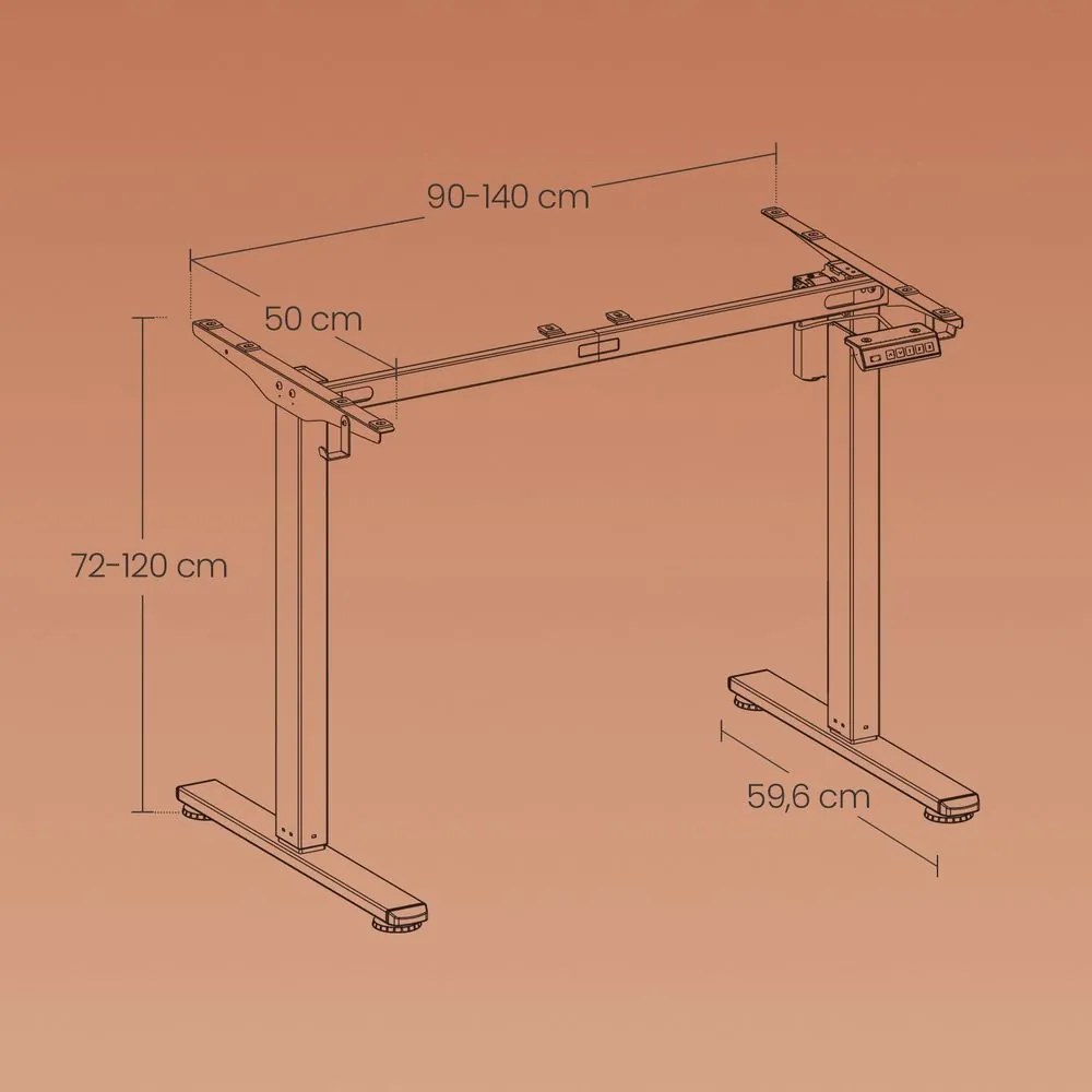 Estrutura, pernas secretária elétrica sem tampo 59,6 x (90-140) x (72-120) cm Branco 