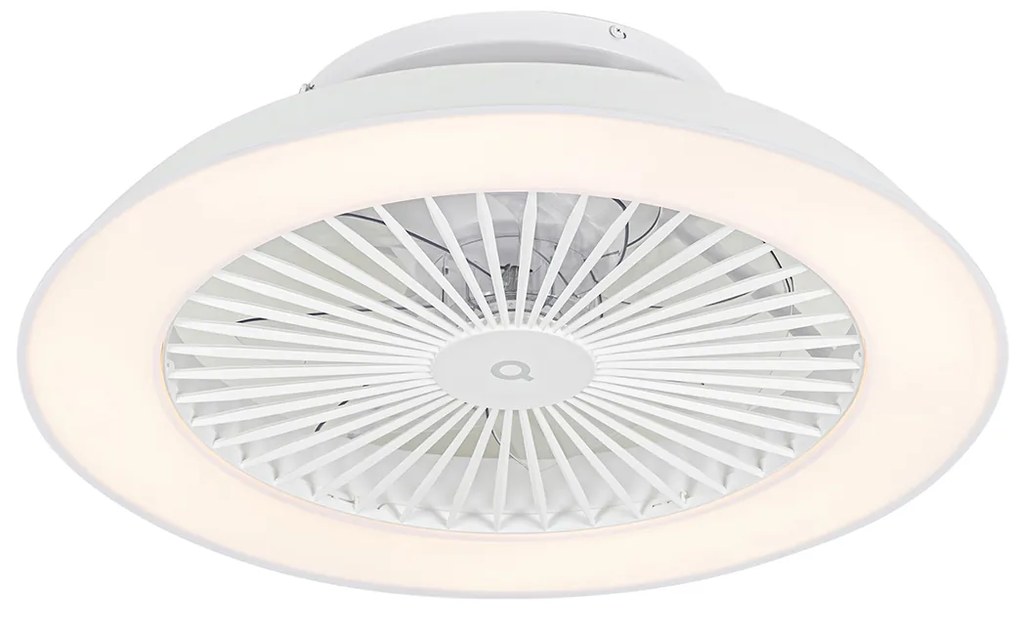 Ventilador de teto inteligente branco com LED e comando remoto - Deniz Moderno