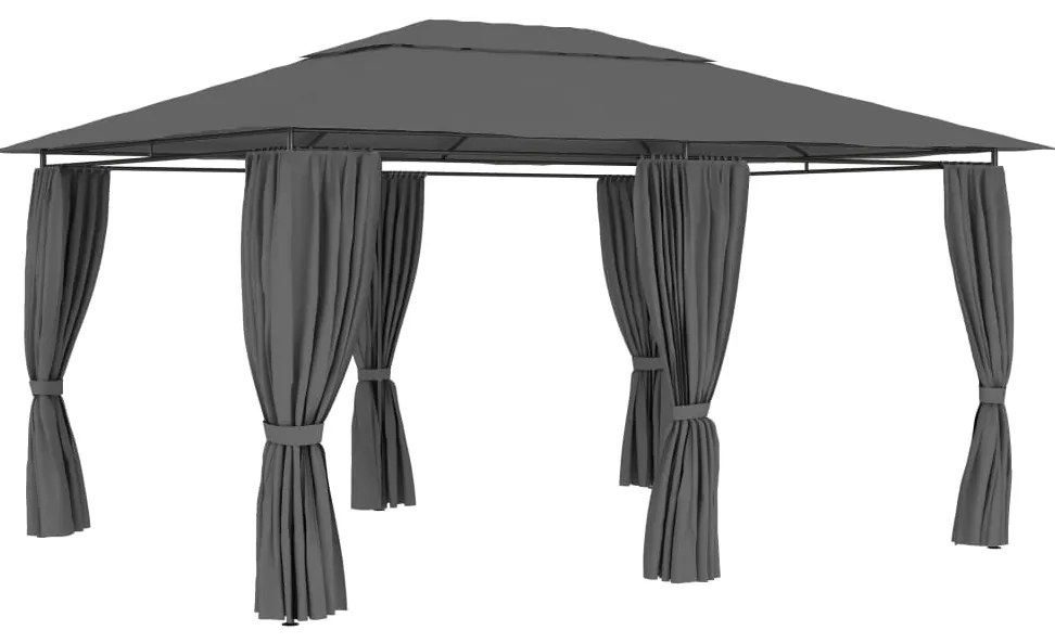 Tenda de jardim com cortinas 4x3 m antracite