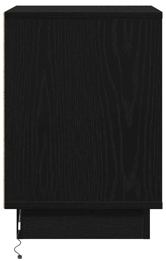 mesa de cabeceira com luzes LED preta 39x34,5x50 cm