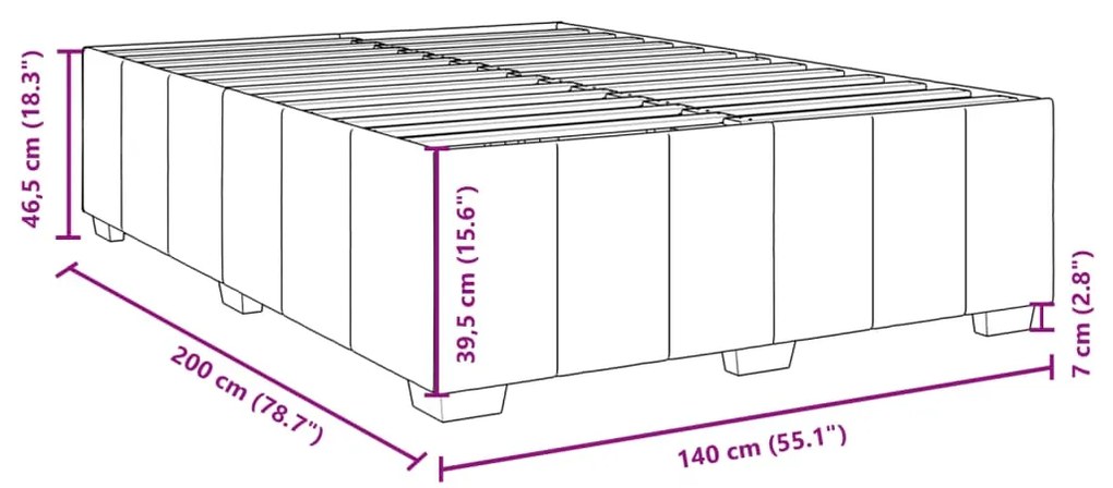 Estrutura de cama sem colchão 140x200 cm tecido castanho-escuro